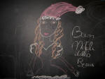 227/1000, "Buon Natale dalla Befana", gessetti su lavagna di Virginia, alunna della Prima media del 2008-2009. Anticoli Corrado, 25 novembre 2008.