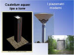 21. "Castellum aquae": tipo a torre. Piezometri moderni.