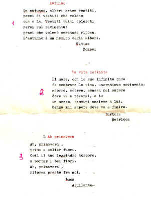 Le Poesie della Seconda media di Anticoli Corrado del 1991-1992.