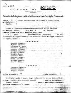 Archivio Storico Comunale, frontespizio della delibera C. C. n. 10 del 28 maggio 1961.
