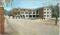 Viale Ungheria nel 1970 circa, con la scuola appena costruita