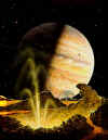 Eruzione su Io, satellite di Giove (Immagine di David A. Hardy)