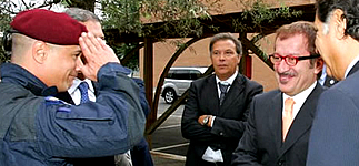 19 settembre 2008: il Maroni nella caserma del Centro polifunzionale della Scuola tecnica di Polizia di Spinaceto.