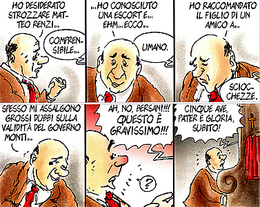 Pier Luigi Bersani secondo Staino sul "Venerd di Repubblica" del 2 dicembre 2011.