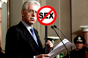 Per la serie "Dal governo del sessuomane al governo dei sessuofobi": i diversi linguaggi gestuali del Berlusconi e del Monti.