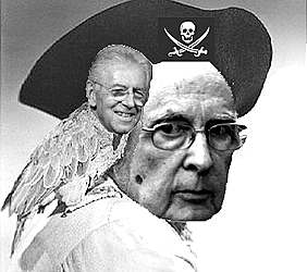 Per la serie "L'Isola del Tesoruccio": Long George (Napolitano) Silver e il suo fido pappagallo Mario Monti.