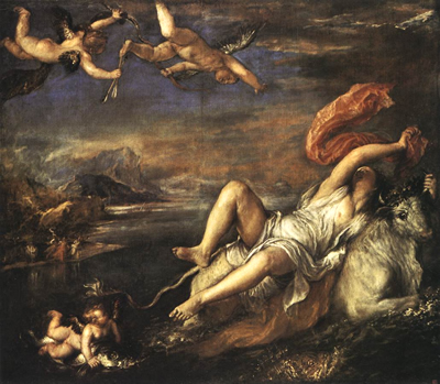 Tiziano Vecellio (1488-1576), "Il rapimento di Europa" (1562).