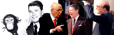 Per la serie "I pochi ma buoni amici di Reagan in Italia": Reagan con Bonzo, col Napolitano e col Craxi.