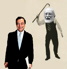 Per la serie "Allevati dall'Avanguardia nazionale fascista contro Allevati dai gesuiti": lo Scalfari contro il Draghi.