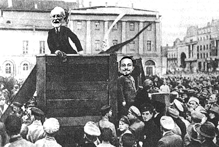 Per la serie "Ognuno ha i Lenin che la propria levatura gli lascia vedere": il Giannini a un comizio di Eugenio Scalfari.