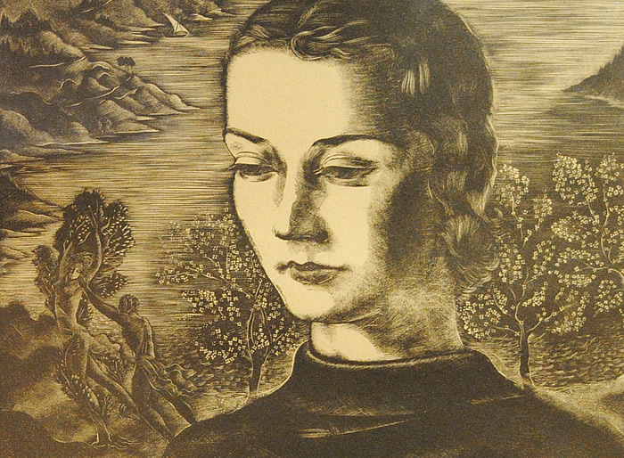 Italo Zetti (Firenze, 1913 - Casore del Monte, 1978): Ritratto di Maisa, 1933, mm 300 x 230